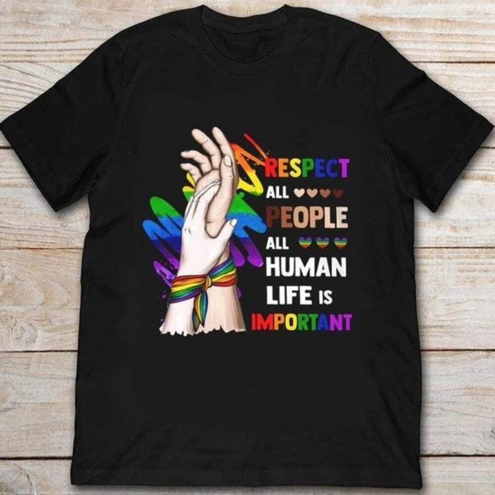 Solidarity Pride Tee - Respect All People LGBT Rainbow Graphic Shirt